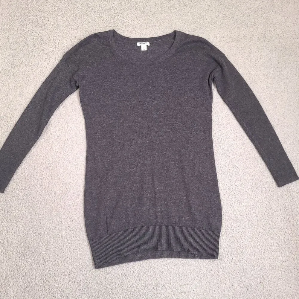 Old Navy Sweater Tunic Sweater Womens Medium Charcoal Gray Long Sleeve Pullover